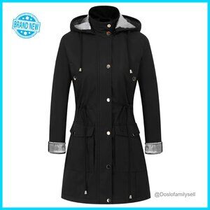 Plus Size Water-Resistant Trench Coat Windbreaker Military Jacket Reflective